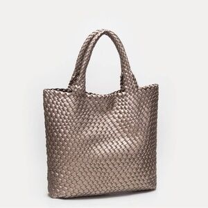 Chic Metallic Woven Tote Bag